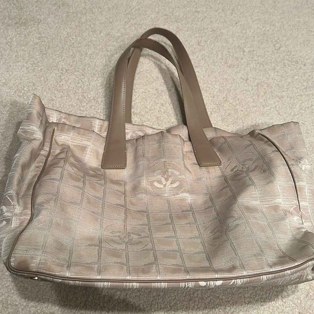 Chanel beige travel line tote